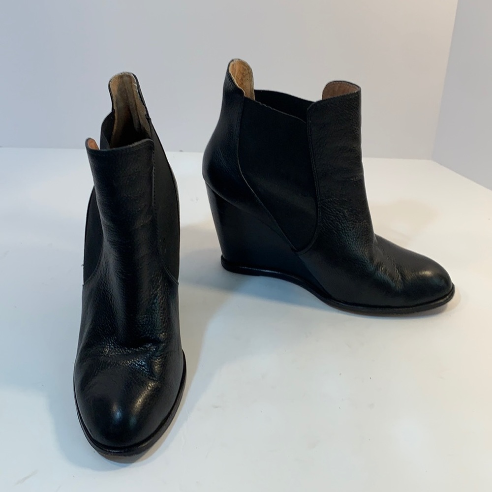 Corso Como black leather wedge boots size 9